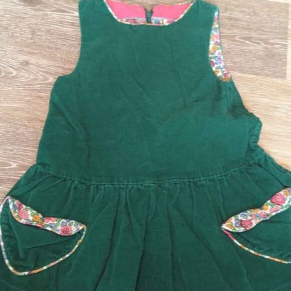 MINI BODEN GREEN CORDUROY DRESS 2/3